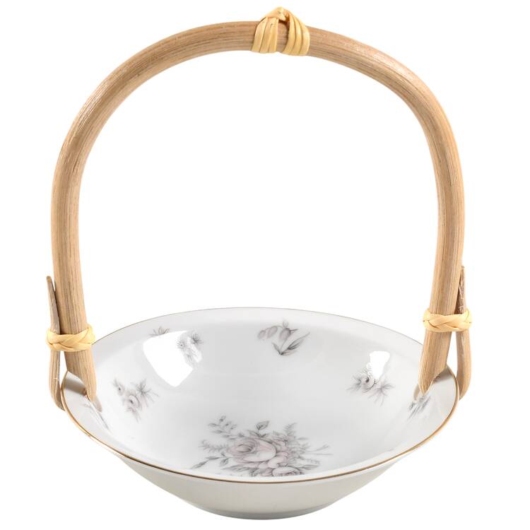 Shadow Rose 7''-7 1/4'' Basket W/Bamboo Handle HC