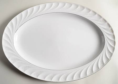 Snow Rose 16" Oval Serving Platter