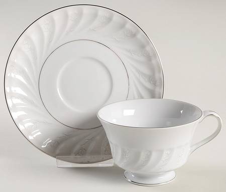 Snow Rose Footed Cup & Saucer Set