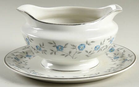 Blue Lace Gravy Boat with Attached Underplate