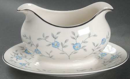 Blue Lace Gravy Boat with Attached Underplate
