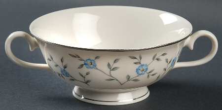 Blue Lace Footed Cream Soup Bowl