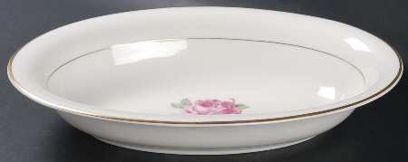 Manor Rose (Gold Trim) 11" Oval Vegetable Bowl