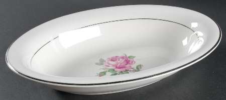 Manor Rose (Platinum Trim) 11" Oval Vegetable Bowl