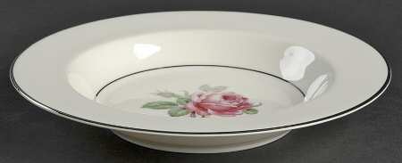 Manor Rose (Platinum Trim) Rim Soup Bowl