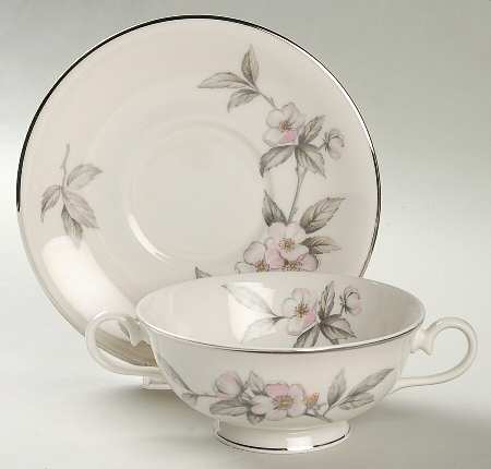 Spring Glory Footed Cream Soup Bowl & Saucer Set