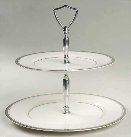Wedding Band (Platinum Band) 2 Tiered Serving Tray (Dinner & Salad Plate)