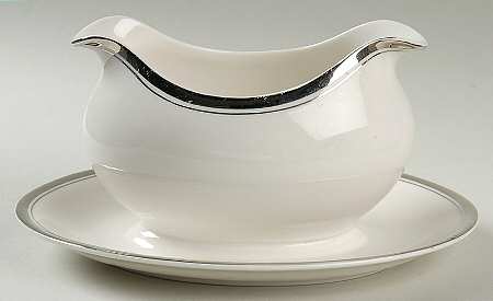 Wedding Band (Platinum Band) Gravy Boat with Attached Underplate