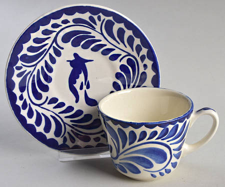 Puebla Blue Flat Cup & Saucer Set