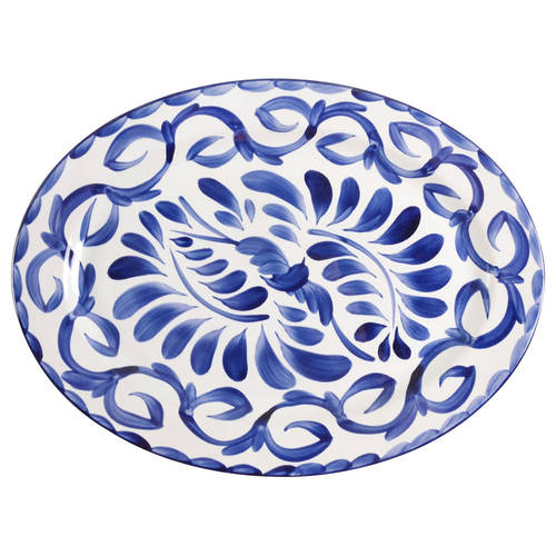 Puebla Blue 15" Oval Serving Platter by Anfora (Mexico)