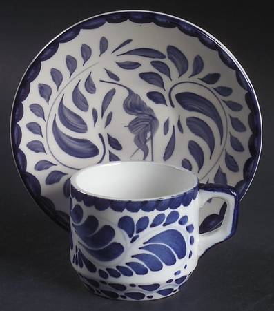Puebla Blue Flat Demitasse Cup & Saucer Set