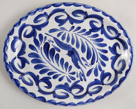 Puebla Blue 13" Oval Serving Platter