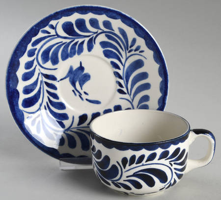 Puebla Blue Flat Cup & Saucer Set
