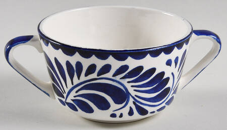 Puebla Blue Flat Cream Soup Bowl