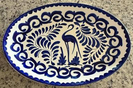 Puebla Blue 15" Oval Serving Platter