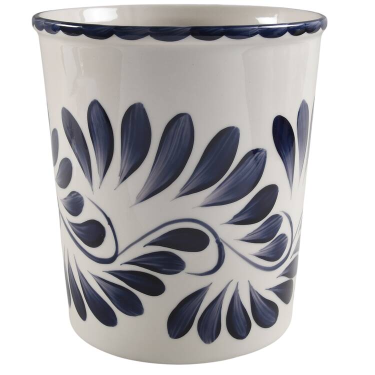 Puebla Blue China Waste Basket