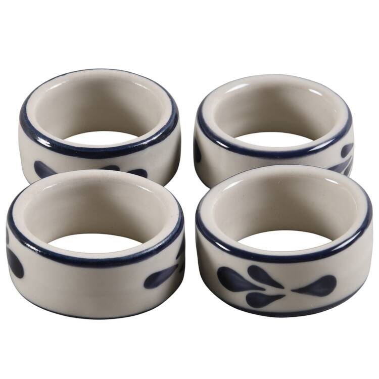 Puebla Blue Napkin Ring - Set of 4