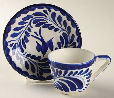 Puebla Blue Flat Demitasse Cup & Saucer Set