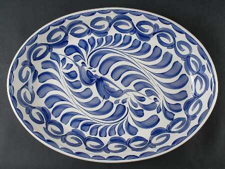 Puebla Blue 19" Oval Serving Platter