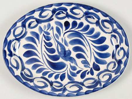 Puebla Blue 9" Oval Serving Platter by Anfora (Mexico)
