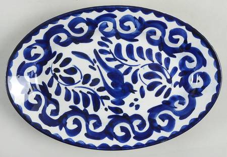 Puebla Blue 10" Oval Serving Platter