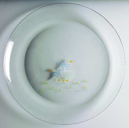 Farm Country Round Glassware Cake Plate
