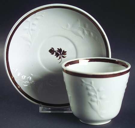 Tea Leaf (Embossed Lily Rim) Flat No Handles Cup & Saucer Set