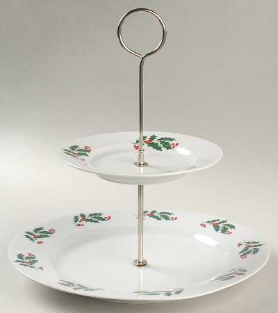 Holiday 2 Tiered Serving Tray (Dinner&Bread/Butter Plate)