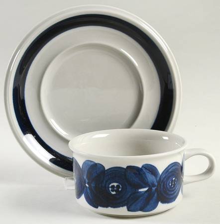 Anemone Blue Flat Cup & Saucer Set