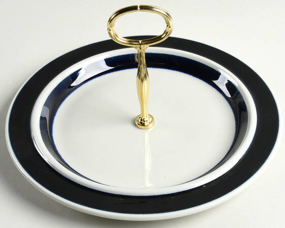 Anemone Blue Round Serving Plate with Center Handle (Dp) Hc