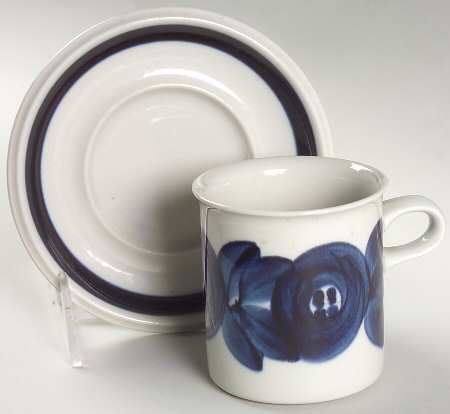Anemone Blue Flat Demitasse Cup & Saucer Set