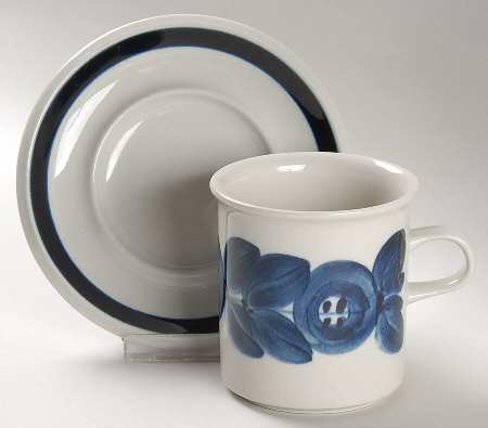 Anemone Blue Flat Cup & Saucer Set