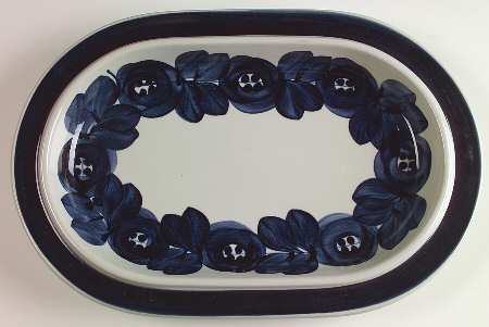 Anemone Blue 14" Oval Serving Platter