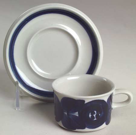 Anemone Blue Flat Demitasse Cup & Saucer Set