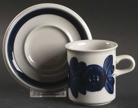 Anemone Blue Flat Demitasse Cup & Saucer Set