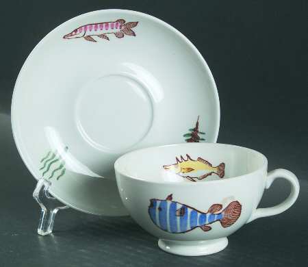 Aquarium Footed Cup & Saucer Set
