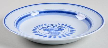 Blue Rose Rim Soup Bowl
