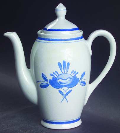 Blue Rose Individual Coffee Pot & Lid