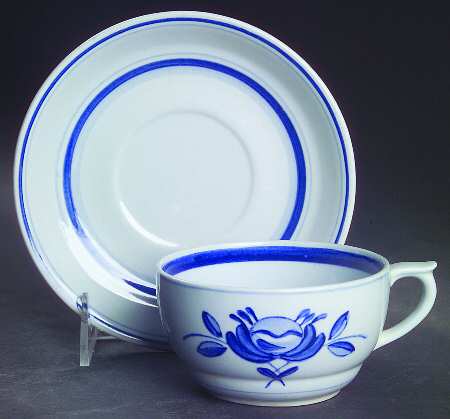 Blue Rose Flat Cup & Saucer Set