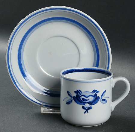 Blue Rose Flat Cup & Saucer Set