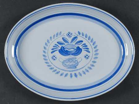 Blue Rose 11" Oval Serving Platter