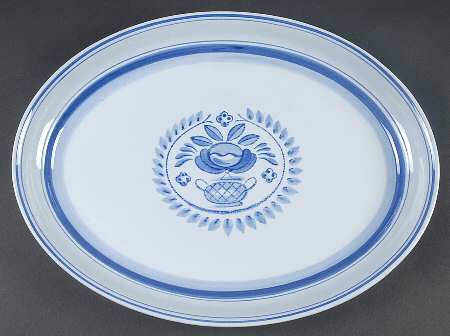 Blue Rose 15" Oval Serving Platter