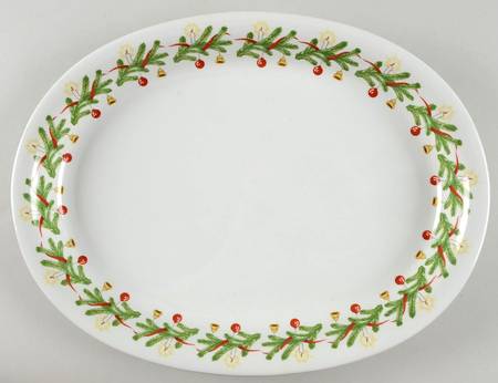Christmas Wreath 14" Oval Serving Platter