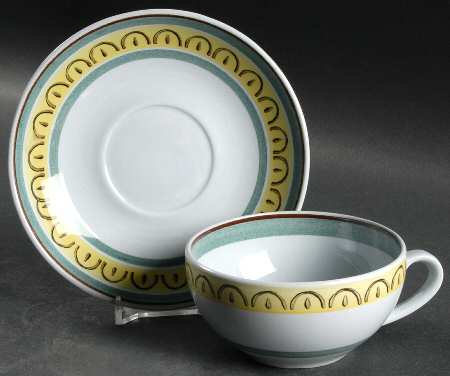 Crown Band Flat Cup & Saucer Set