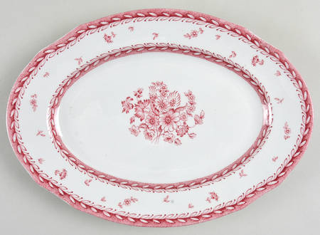 Finn Flower Red (White Background) 10" Oval Serving Platter