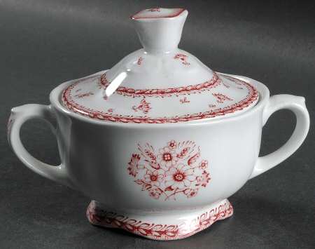 Finn Flower Red (White Background) Sugar Bowl & Lid