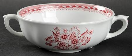 Finn Flower Red (White Background) Flat Cream Soup Bowl