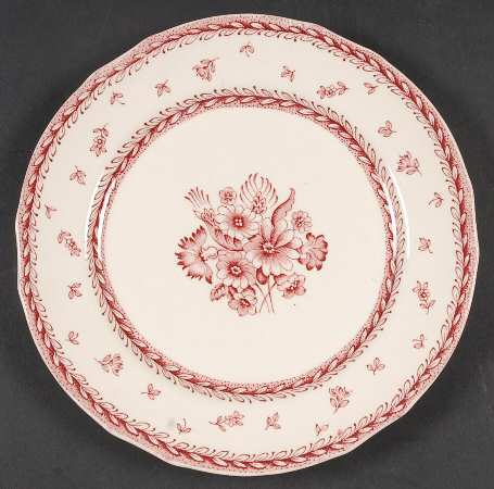 Finn Flower Red (Cream Background) Salad Plate