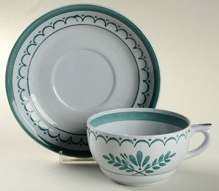 Green Thistle Flat Cup & Saucer Set