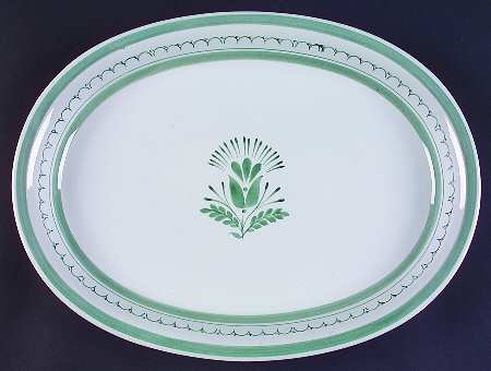 Green Thistle 14" Oval Serving Platter